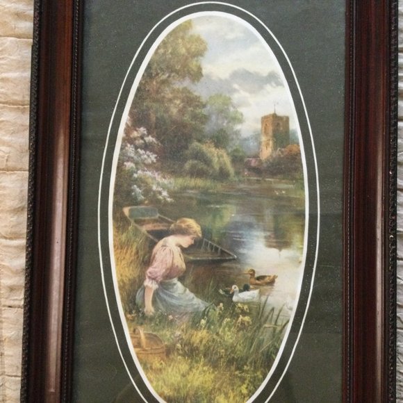 vintage print the ferry in a vintage frame wall art wall decor woman boat duck - Picture 3 of 5